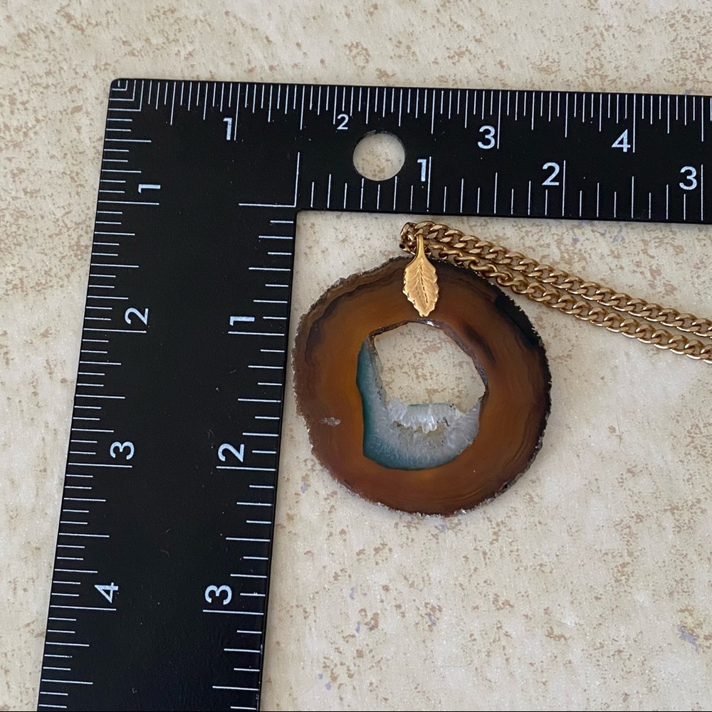 Druzy Brown Agate  Long Necklace - Picture 7 of 9